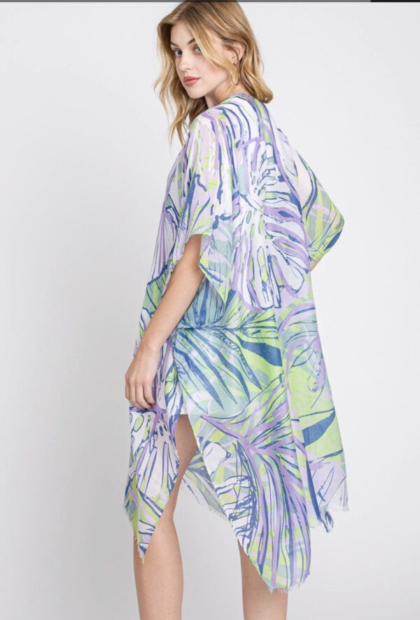 Tropical Leaves Purple Kimono - Image 2