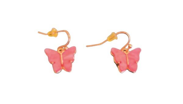 Pink Butterfly Earring Set