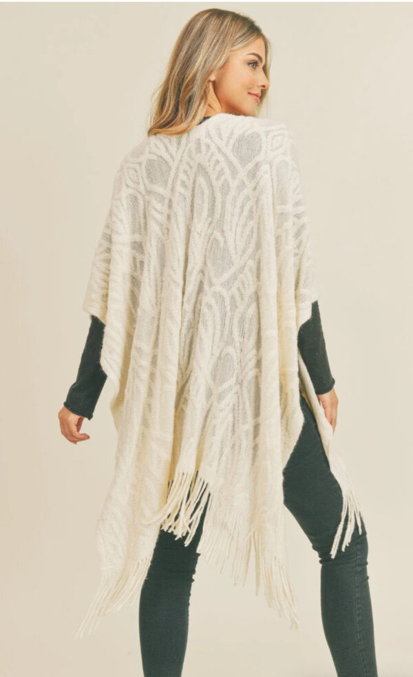 Embossed Pattern Fringe Ruana - Image 2